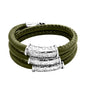 Pulsera Baño de rodio, piel natural nappa, diseño hojas de laurel - Joyería y bisutería fina