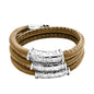 Pulsera Baño de rodio, piel natural nappa, diseño hojas de laurel - Joyería y bisutería fina