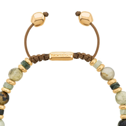 Pulsera con rondeles y dije de pez koi en baño de oro de 22K, con piedras naturales esféricas - Joyería y bisutería fina