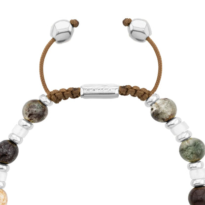 Pulsera con rondeles y dije de pez koi en baño de rodio, con piedras naturales esféricas - Joyería y bisutería fina